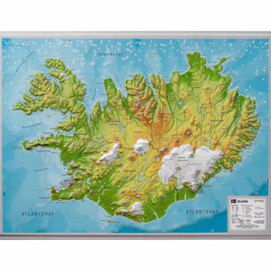 Wandkarten Und Poster^1122455 - Relief Island klein 1:1.500.000 - Karte