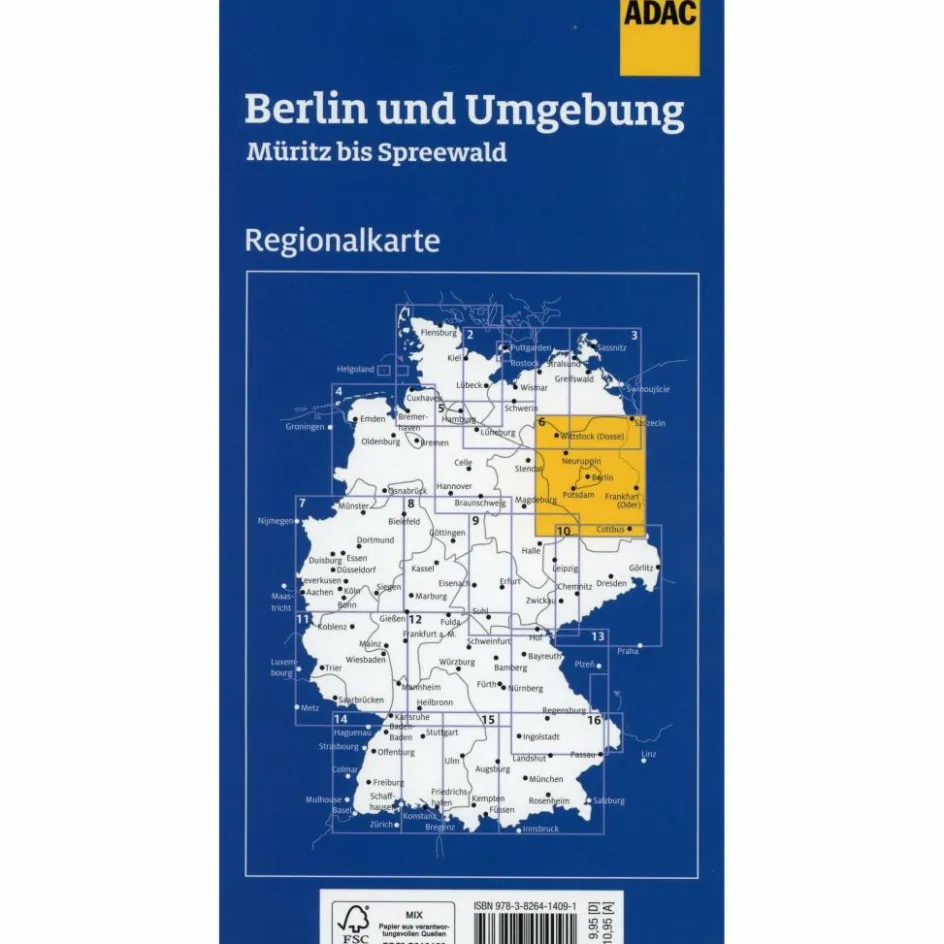 Straßenkarten|Straßenkarten^ADAC REGIONALKARTE BLATT 6 BERLIN UND UMGEBUNG MÜRITZ BIS SP - Straßenkarte