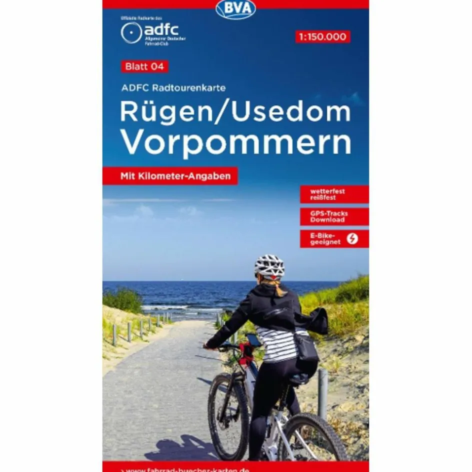 Fahrradkarten|Fahrradkarten^ADFC-RADTOURENKARTE 4 RÜGEN/USEDOM VORPOMMERN 1:150.000 - Fahrradkarte