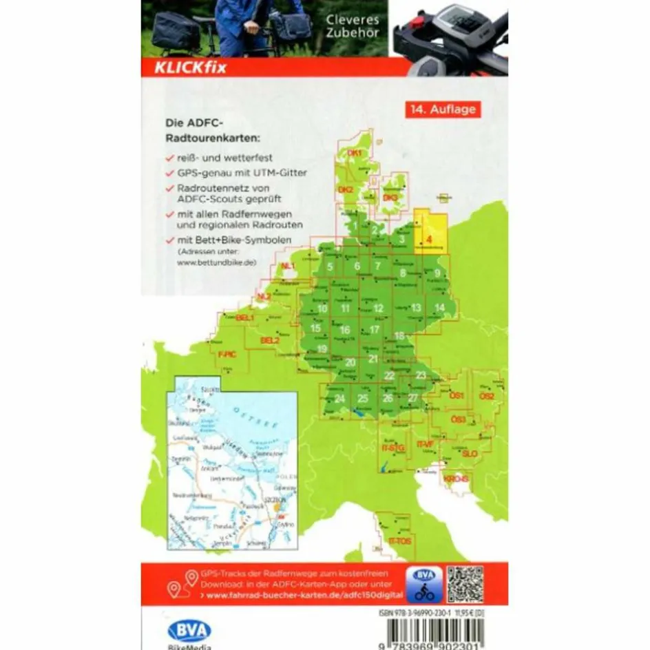 Fahrradkarten|Fahrradkarten^ADFC-RADTOURENKARTE 4 RÜGEN/USEDOM VORPOMMERN 1:150.000 - Fahrradkarte
