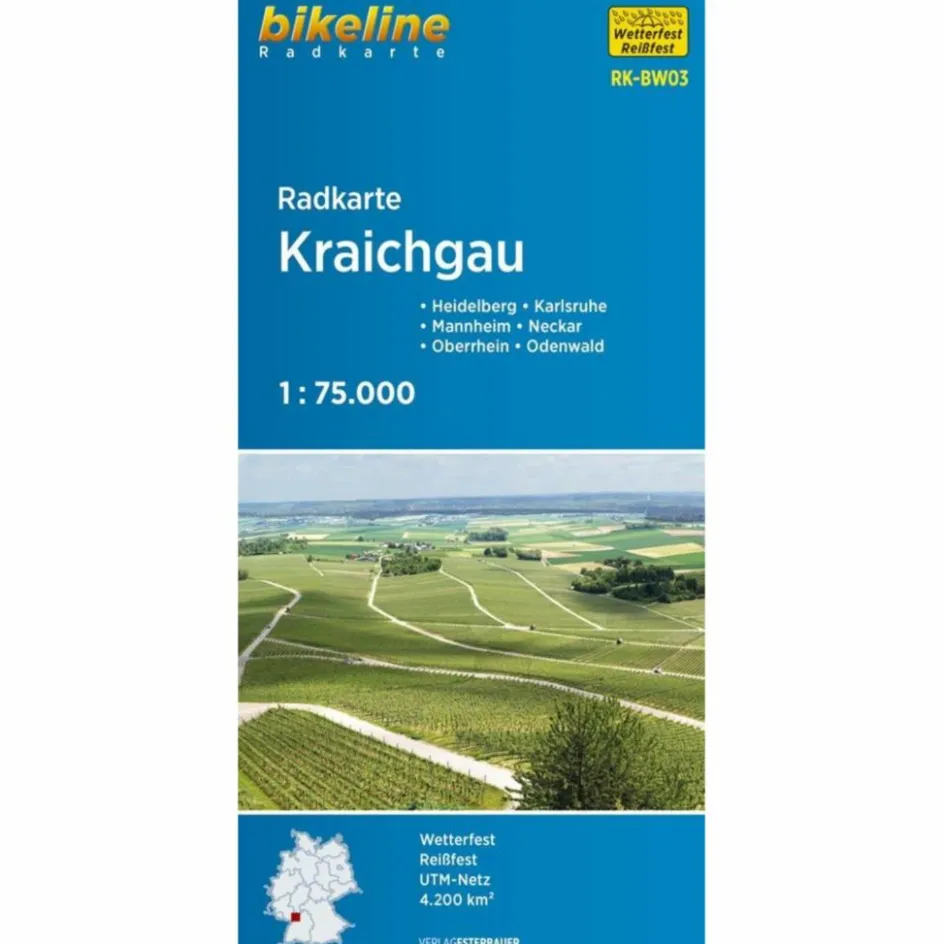 Hot BIKELINE RADKARTE KRAICHGAU 1:75.000 - Fahrradkarte Fahrradkarten|Fahrradkarten