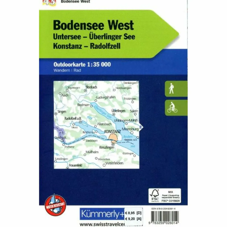 Fahrradkarten|Wanderkarten Und Winterkarten^BODENSEE WEST NR. 43 OUTDOORKARTE DEUTSCHLAND 1:35 000 - Karte