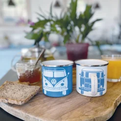 Best VW T1 BUS ENAMEL TASSE 2ER SET IN GESCHENKBOX - FRONT/WEISS - Becher Campingtöpfe Und Campinggeschirr