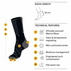 Damen Buff Socken|Socken^LW MERINO WOOL CREW Unisex - Wandersocken