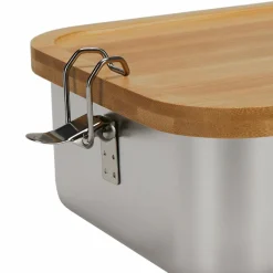 CJH Campingtöpfe Und Campinggeschirr^EDELSTAHL LUNCH BOX BAMBUSDECKEL - Dose