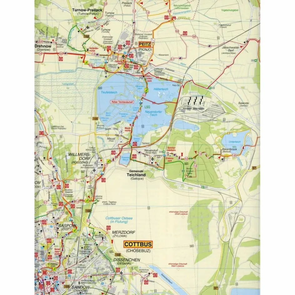 Fahrradkarten|Wanderkarten Und Winterkarten^COTTBUS, PEITZER TEICHE UND UMGEBUNG - Wanderkarte
