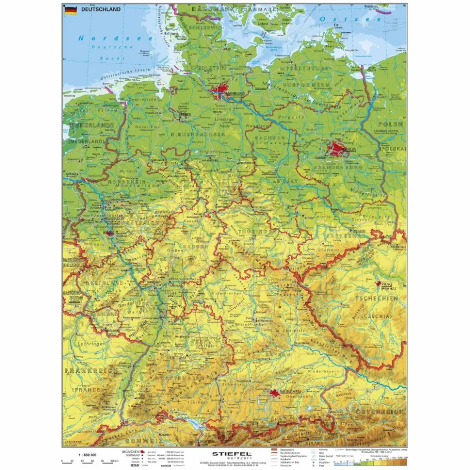 Sale DEUTSCHLAND PHYSISCH. WANDKARTE MIT METALLLEISTE - Poster Wandkarten Und Poster