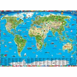 Wandkarten Und Poster^ERLEBNIS ILLUSTRIERTE WELTKARTE PLANOKARTE - Karte