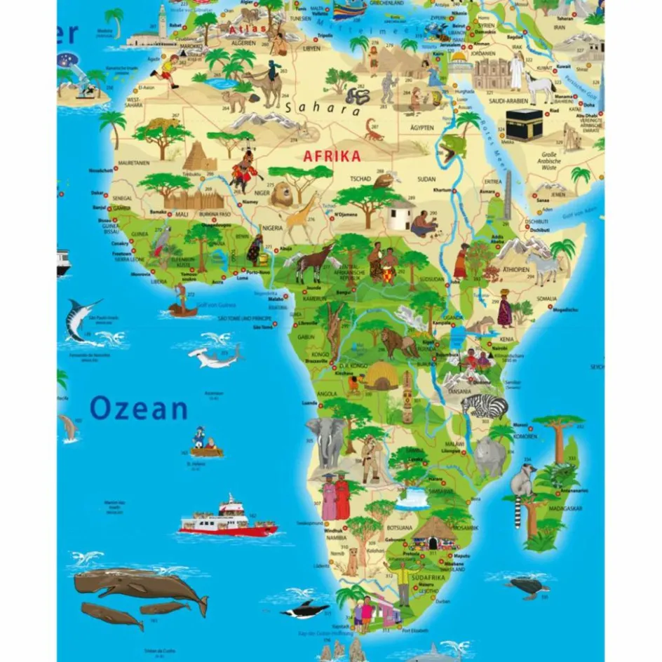 Wandkarten Und Poster^ERLEBNIS ILLUSTRIERTE WELTKARTE PLANOKARTE - Karte
