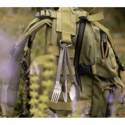 Esbit Campingtöpfe Und Campinggeschirr^TITAN BESTECK-SET, 3 TEILIG, MIT KARABINER UND TASCHE - Campinggeschirr