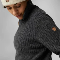 Damen Fjällräven Pullover Und Fleecepullover^ÖVIK HALF ZIP KNIT W Damen - Wollpullover