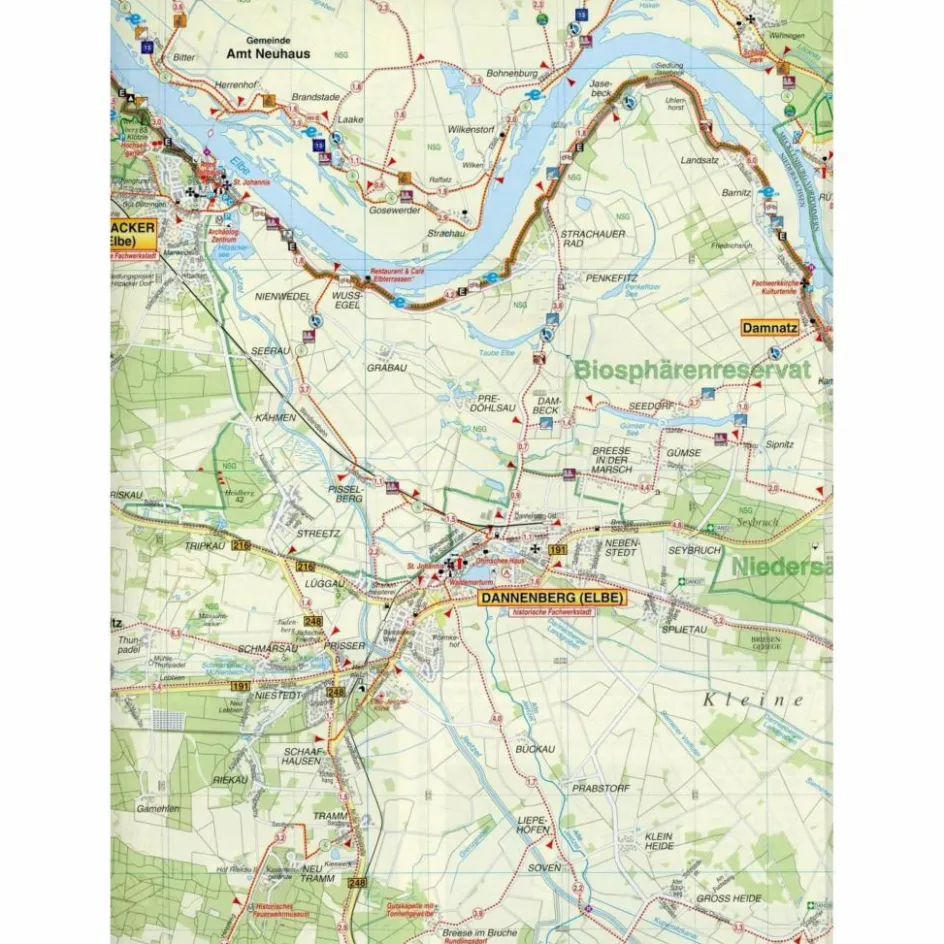 Online FLUSSLANDSCHAFT ELBE, HITZACKER, DÖMITZ - Wanderkarte Fahrradkarten|Wanderkarten Und Winterkarten