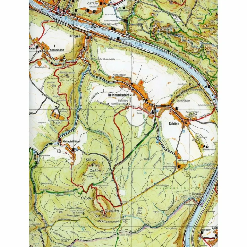 Wanderkarten Und Winterkarten|Wanderkarten Und Winterkarten^GROßE KARTE DER SÄCHSISCHEN SCHWEIZ - Wanderkarte