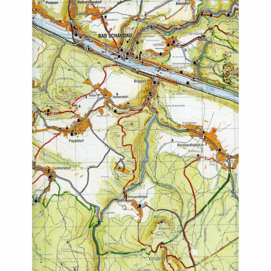 Wanderkarten Und Winterkarten|Wanderkarten Und Winterkarten^GROßE KARTE DER SÄCHSISCHEN SCHWEIZ - Wanderkarte