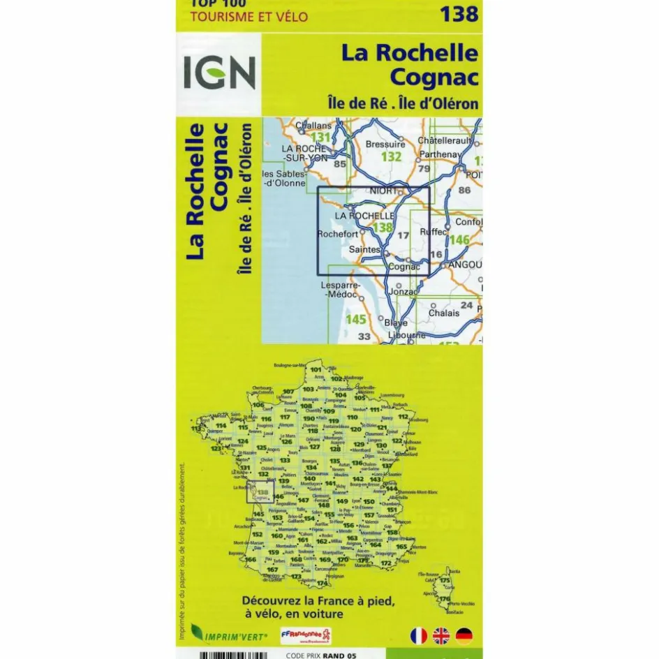 Discount IGN 138 LA ROCHELLE COGNAC 1:100 000 - Karte Straßenkarten|Straßenkarten