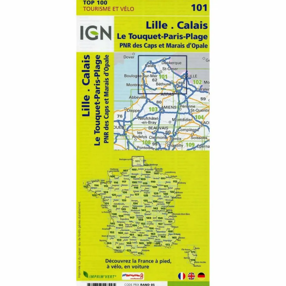 Straßenkarten|Straßenkarten^IGN 101 LILLE - CALAIS 1:100.000 - Karte