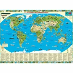 Wandkarten Und Poster^ILLUSTRIERTE WELTKARTE TIERE