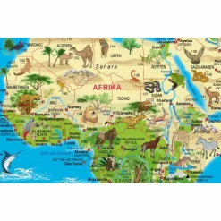 Wandkarten Und Poster^ILLUSTRIERTE WELTKARTE TIERE