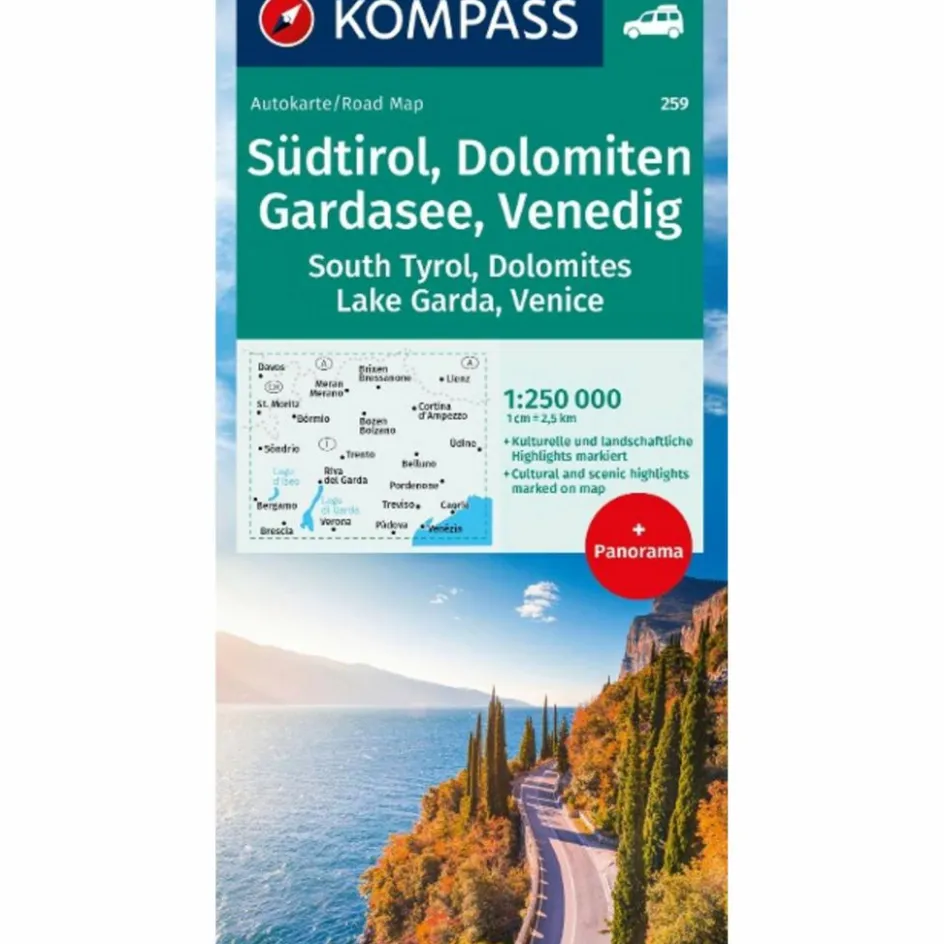 Discount KOMPASS AUTOKARTE SÜDTIROL, DOLOMITEN, GARDASEE, VENEDIG Straßenkarten|Straßenkarten