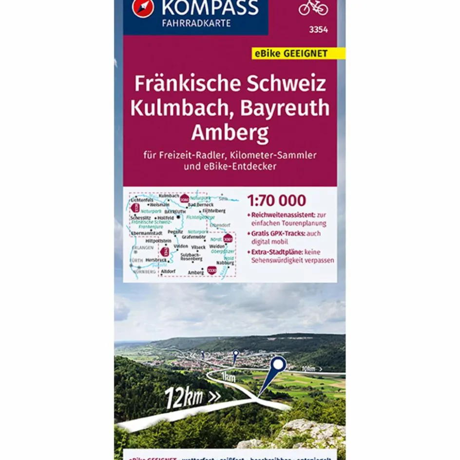 Best KOMPASS FAHRRADKARTE 3354 FRÄNKISCHE SCHWEIZ, KULMBACH Fahrradkarten|Fahrradkarten