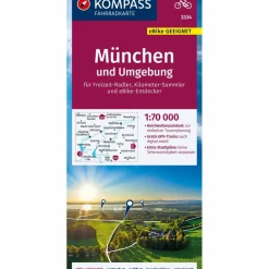 Fahrradkarten|Fahrradkarten^KOMPASS FAHRRADKARTE 3334 MÜNCHEN UND UMGEBUNG, 1:70000