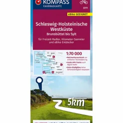KOMPASS FAHRRADKARTE 3311 SCHLESWIG-HOLSTEINISCHE WESTKÜSTE Fahrradkarten|Fahrradkarten