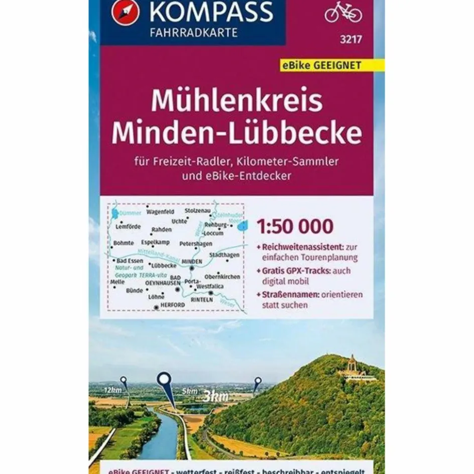 Best KOMPASS FAHRRADKARTE MÜHLENKREIS MINDEN, LÜBBECKE 1:50.000, - Fahrradkarte Fahrradkarten|Fahrradkarten