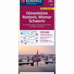 Fahrradkarten|Fahrradkarten^KOMPASS FAHRRADKARTE OSTSEEKÜSTE,ROSTOCK,WISMAR,SCHWERIN