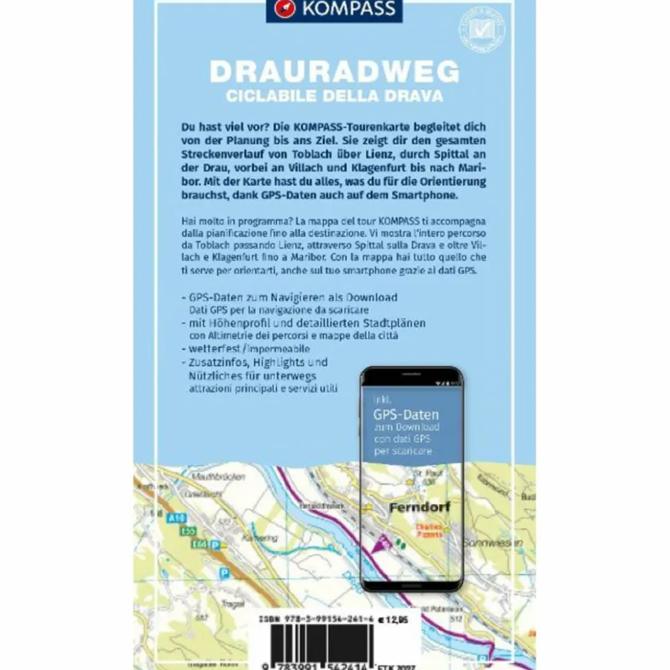 Best KOMPASS FAHRRAD-TOURENKARTE DRAURADWEG Fahrradkarten|Fahrradkarten