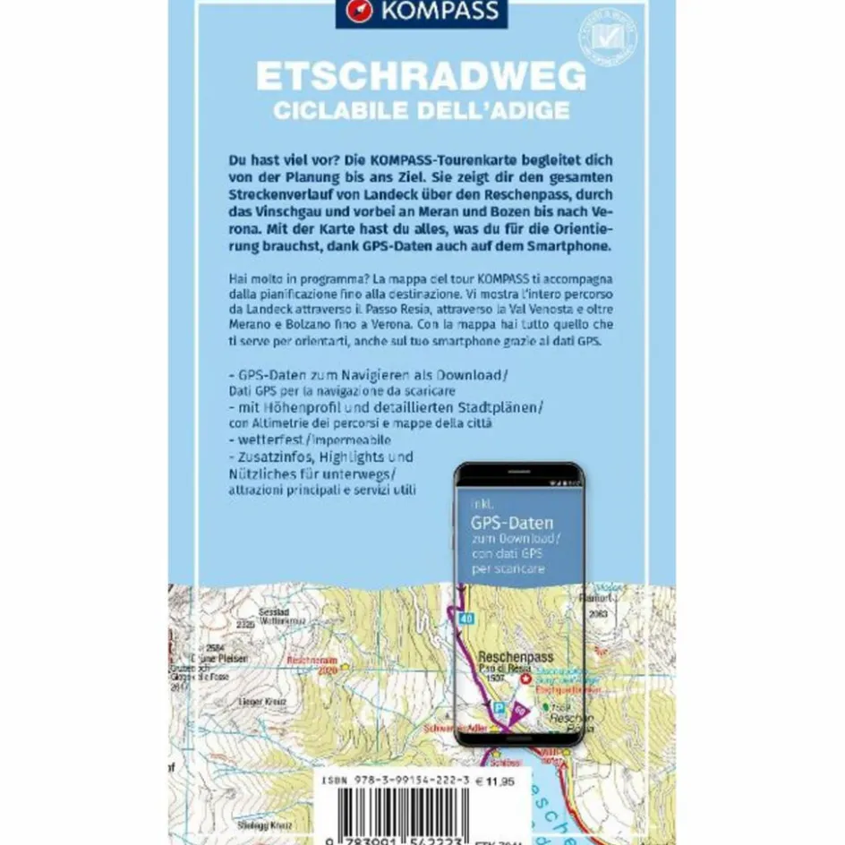 Fahrradkarten|Fahrradkarten^KOMPASS FAHRRAD-TOURENKARTE ETSCHRADWEG