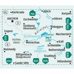 Wanderkarten Und Winterkarten|Wanderkarten Und Winterkarten^KOMPASS WANDERKARTE 757 AACHEN, DÜREN, NATIONALPARK EIFEL