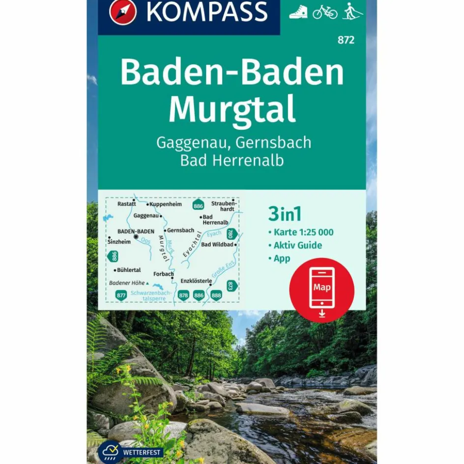 Wanderkarten Und Winterkarten|Wanderkarten Und Winterkarten^KOMPASS WANDERKARTE 872 BADEN-BADEN, MURGTAL, GAGGENAU
