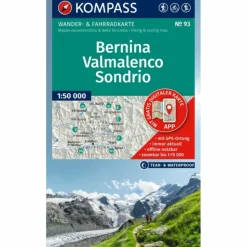 Wanderkarten Und Winterkarten|Wanderkarten Und Winterkarten^KOMPASS WANDERKARTE 93 BERNINA, VALMALENCO, SONDRIO 1:50.000