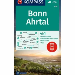 Wanderkarten Und Winterkarten|Wanderkarten Und Winterkarten^KOMPASS WANDERKARTE 820 BONN, AHRTAL 1:50.000
