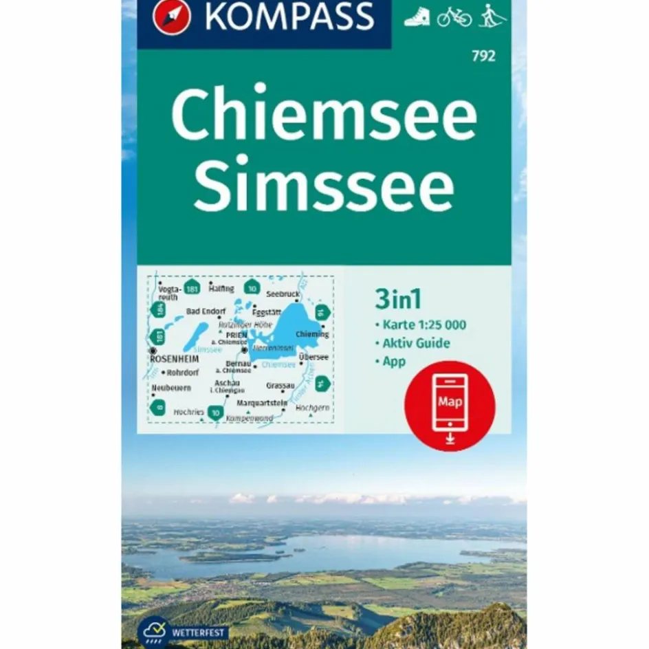 Wanderkarten Und Winterkarten|Wanderkarten Und Winterkarten^KOMPASS WANDERKARTE 792 CHIEMSEE, SIMSSEE 1:25.000