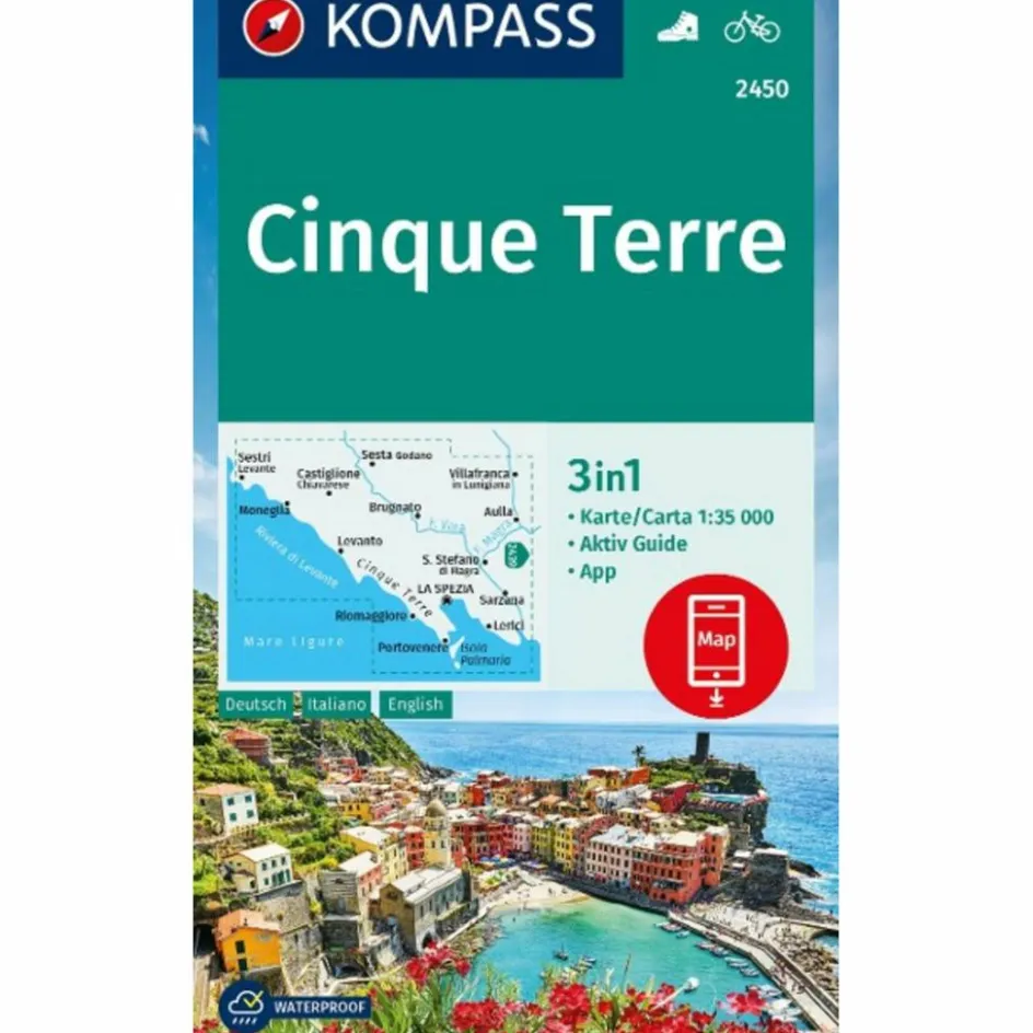 Wanderkarten Und Winterkarten|Wanderkarten Und Winterkarten^KOMPASS WANDERKARTE 2450 CINQUE TERRE 1:35.000