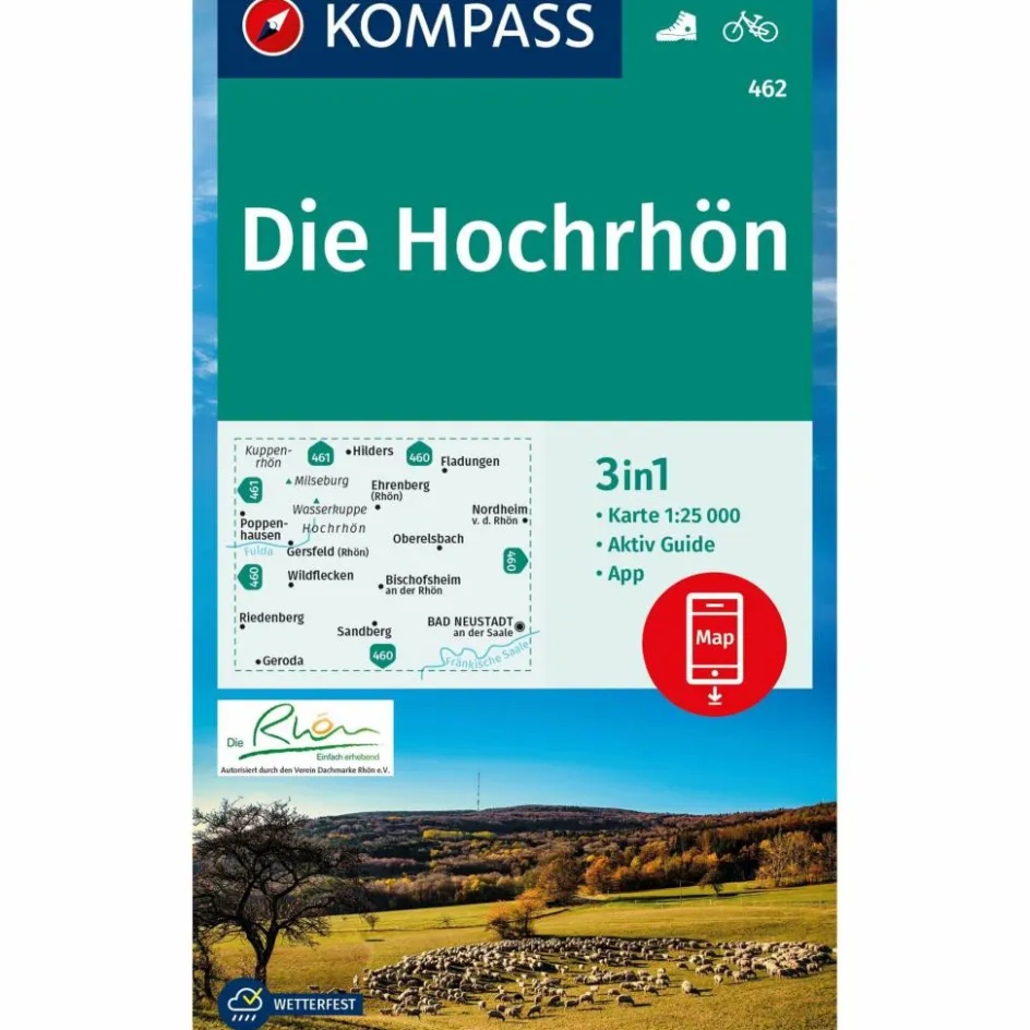 Wanderkarten Und Winterkarten|Wanderkarten Und Winterkarten^KOMPASS WANDERKARTE 462 DIE HOCHRHÖN