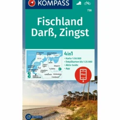 Wanderkarten Und Winterkarten|Wanderkarten Und Winterkarten^KOMPASS WANDERKARTE 736 FISCHLAND, DARß, ZINGST 1:50.000