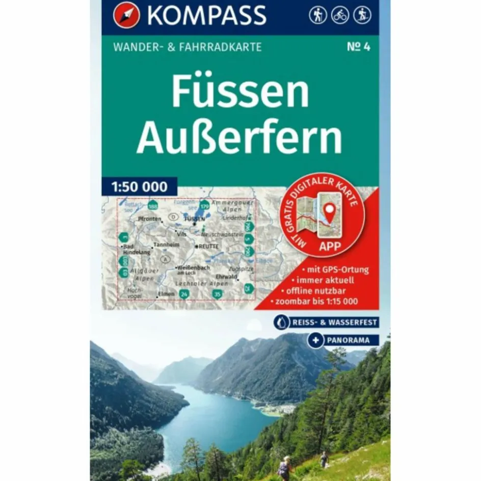 KOMPASS WANDERKARTE 4 FÜSSEN, AUßERFERN 1:50.000 Wanderkarten Und Winterkarten|Wanderkarten Und Winterkarten
