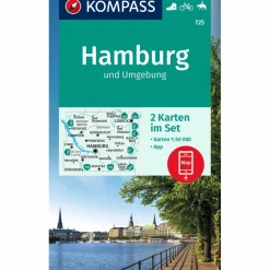 Wanderkarten Und Winterkarten|Wanderkarten Und Winterkarten^KOMPASS WANDERKARTE 725 HAMBURG UND UMGEBUNG 1:50000