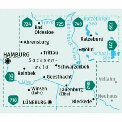 Wanderkarten Und Winterkarten|Wanderkarten Und Winterkarten^KOMPASS WANDERKARTE 722 HERZOGTUM LAUENBURG, SACHSENWALD