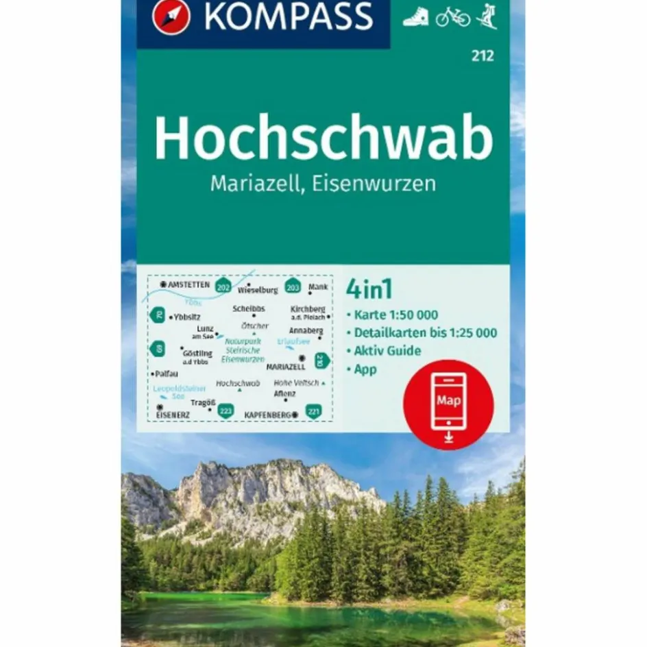 Wanderkarten Und Winterkarten|Wanderkarten Und Winterkarten^KOMPASS WANDERKARTE 212 HOCHSCHWAB, MARIAZELL, EISENWURZEN