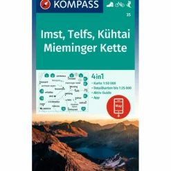 Wanderkarten Und Winterkarten|Wanderkarten Und Winterkarten^KOMPASS WANDERKARTE 35 IMST, TELFS, KÜHTAI, MIEMINGER KETTE