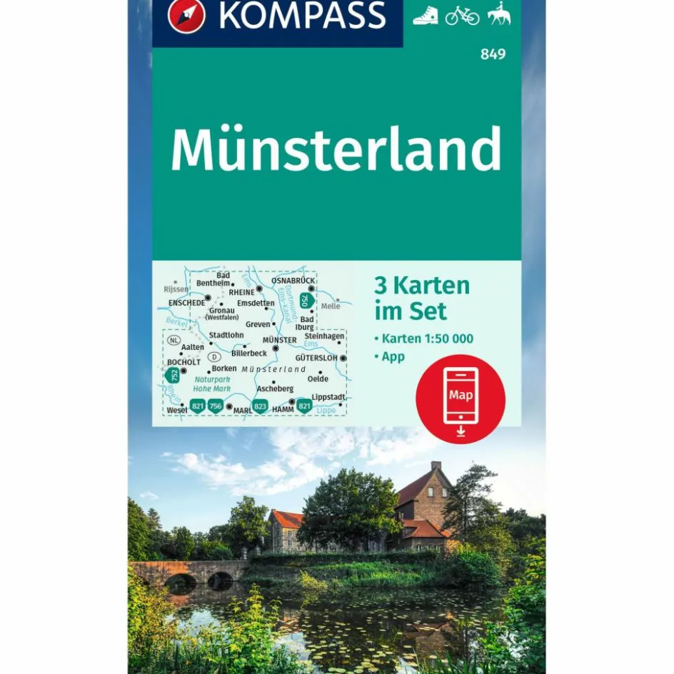 Wanderkarten Und Winterkarten|Wanderkarten Und Winterkarten^KOMPASS WANDERKARTE 849 MÜNSTERLAND (3-K-SET)