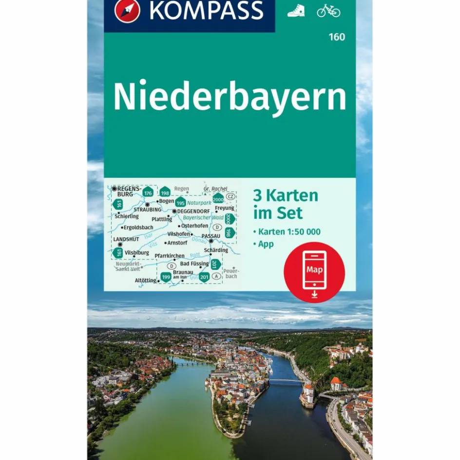 KOMPASS WANDERKARTE 160 NIEDERBAYERN Wanderkarten Und Winterkarten|Wanderkarten Und Winterkarten