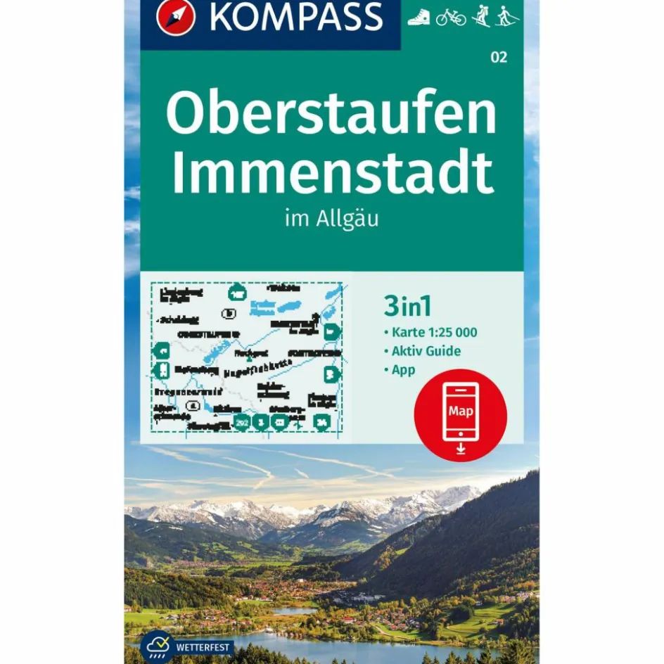 Discount KOMPASS WANDERKARTE 02 OBERSTAUFEN, IMMENSTADT IM ALLGÄU Wanderkarten Und Winterkarten|Wanderkarten Und Winterkarten