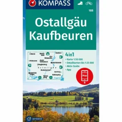 Sale KOMPASS WANDERKARTE 188 OSTALLGÄU, KAUFBEUREN Wanderkarten Und Winterkarten|Wanderkarten Und Winterkarten