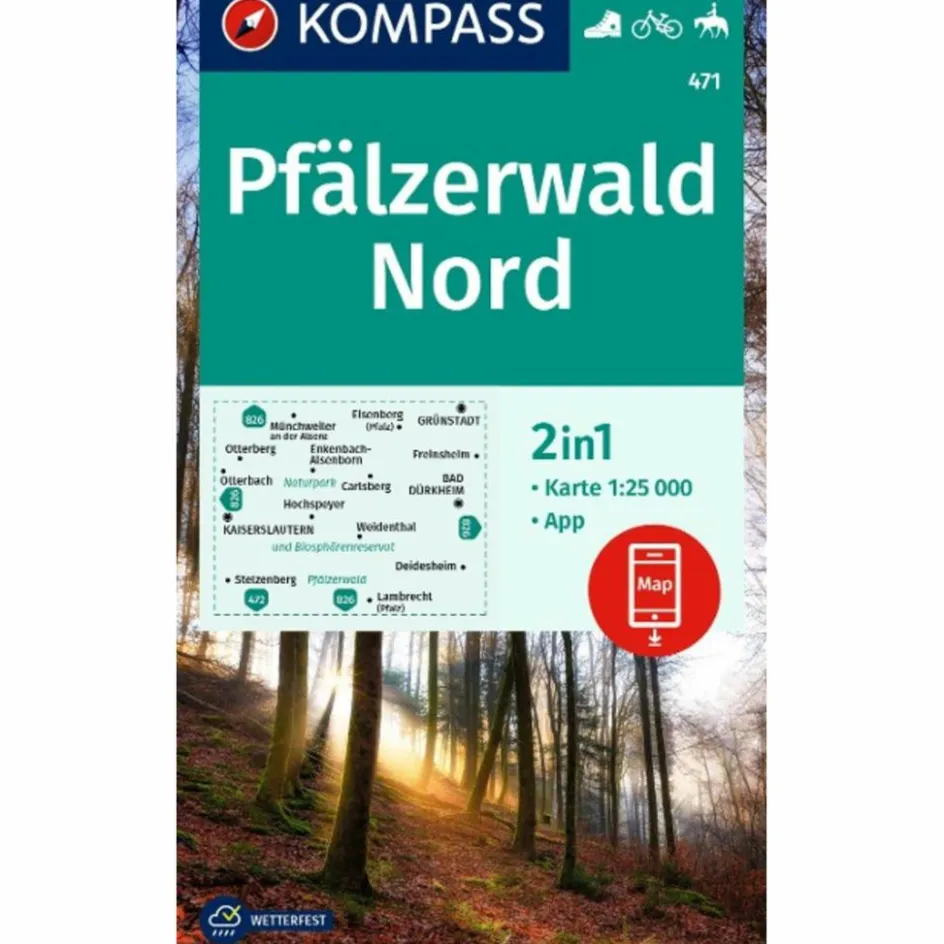 Wanderkarten Und Winterkarten|Wanderkarten Und Winterkarten^KOMPASS WANDERKARTE 471 PFÄLZERWALD NORD 1:25.000