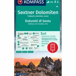 Outlet KOMPASS WANDERKARTE 58 SEXTNER DOLOMITEN, TOBLACH, INNICHEN Wanderkarten Und Winterkarten|Wanderkarten Und Winterkarten