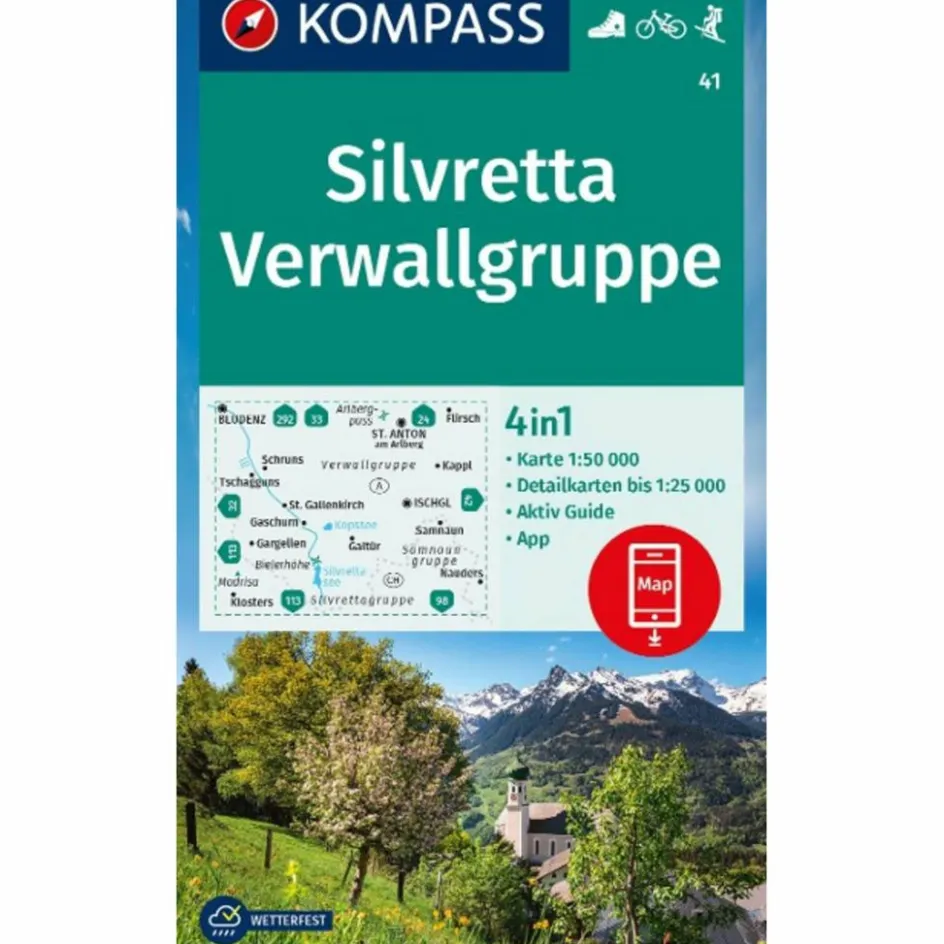 Wanderkarten Und Winterkarten|Wanderkarten Und Winterkarten^KOMPASS WANDERKARTE 41 SILVRETTA, VERWALLGRUPPE 1:50.000